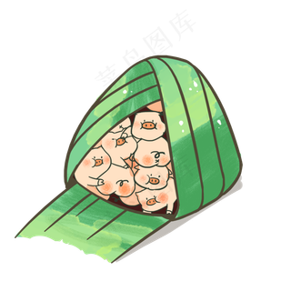 猪肉粽子创意Q版卡通png