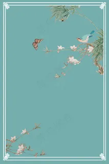 中国风古典花鸟纹理边框