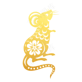 烫金鼠年剪纸,免抠元素