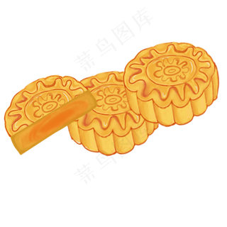 卡通莲蓉水果月饼免扣图