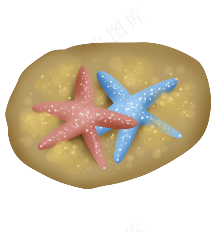 蓝色海星和红色海星,免抠元素(2000X2158(DPI:299))psd模版下载
