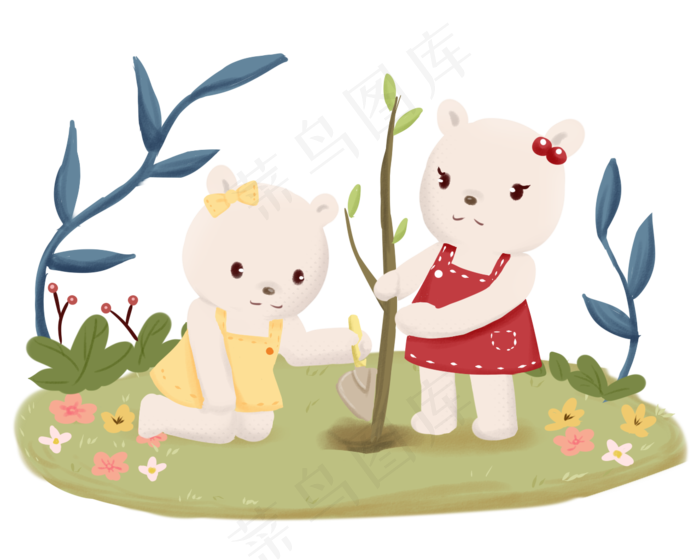 植树节之可爱小熊妹妹(1280X1024(DPI:299))psd模版下载