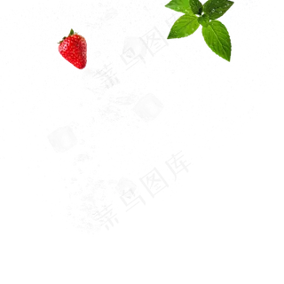 草莓薄荷叶冰块冰晶元素,免抠元素