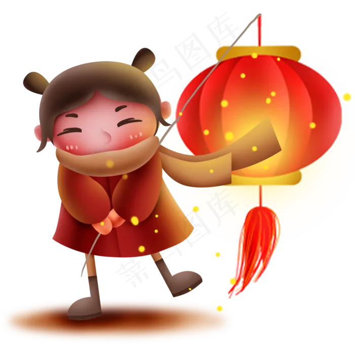拿灯笼的小女孩,免抠元素(2000X2000(DPI:300))psd模版下载