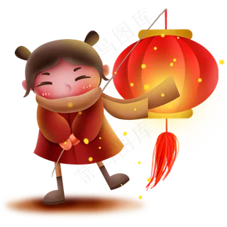 拿灯笼的小女孩,免抠元素
