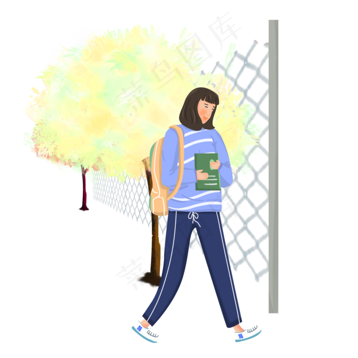 开学季走进校园的女学生(2000*2000px 300 dpi )psd模版下载