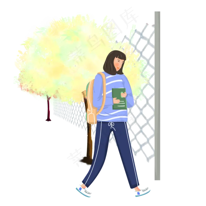 开学季走进校园的女学生(2000*2000px 300 dpi )psd模版下载