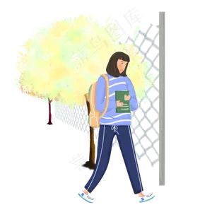 开学季走进校园的女学生