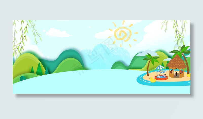 小清新文艺五一劳动节卡通出行旅游背景