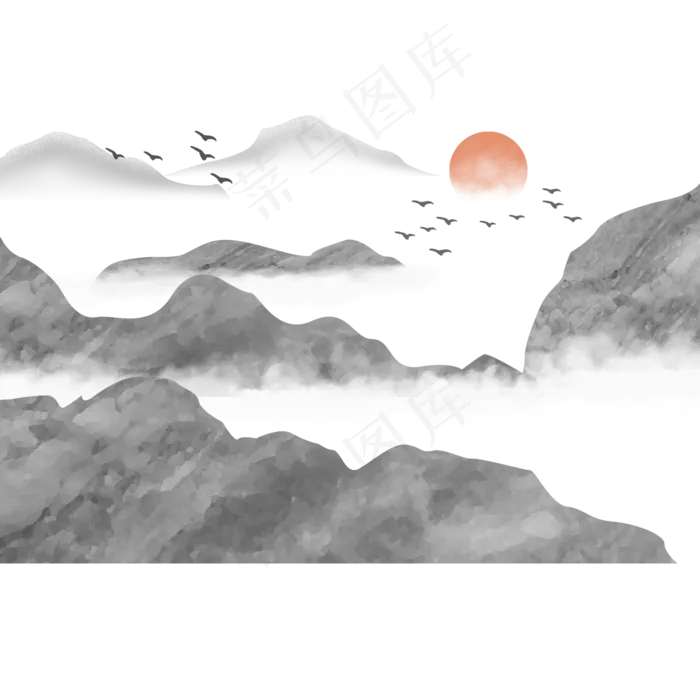 水墨山水中国风(2000X2000(DPI:300))psd模版下载