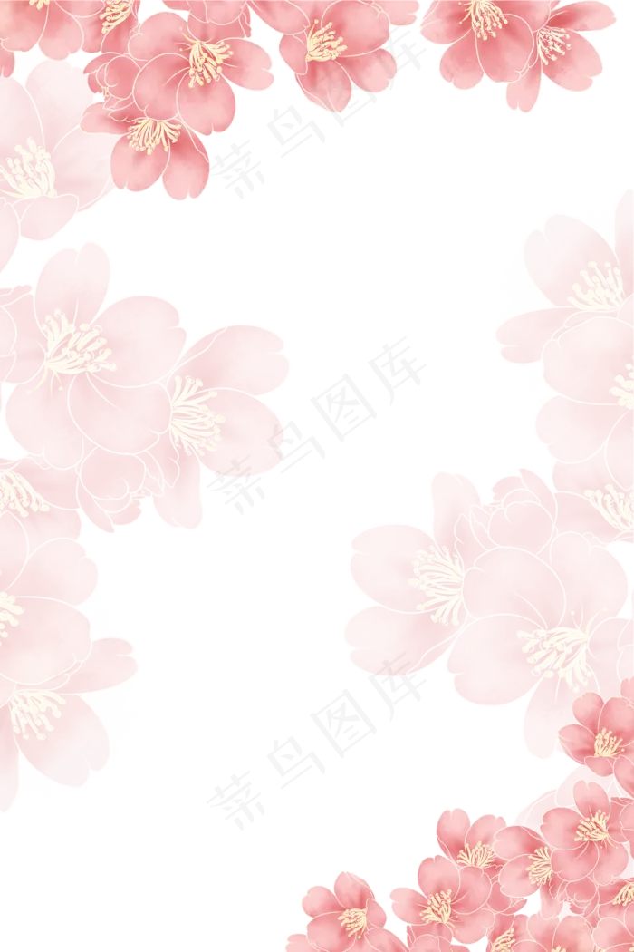 小清新樱花底纹边框(2000X3000(DPI:96))psd模版下载