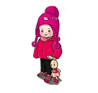 儿童节新年雪地里的小女孩