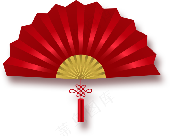 红色中国扇免扣PNG,免抠元素(1794X1439)