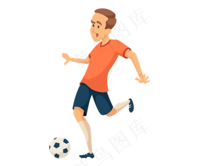 卡通手绘踢足球少年,免抠元素