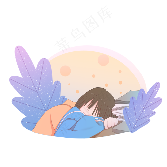 高考休息的女孩(2000X2000(DPI:300))psd模版下载