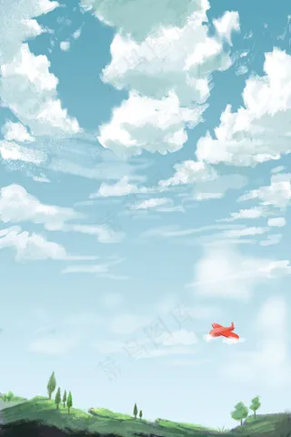 立春春天春景春春季天空场景卡通手绘