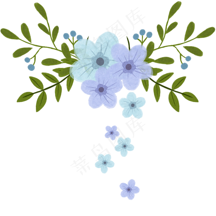 梦幻紫色蓝色清新典雅紫色花卉扣