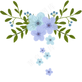 梦幻紫色蓝色清新典雅紫色花卉扣