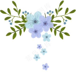 梦幻紫色蓝色清新典雅紫色花卉扣