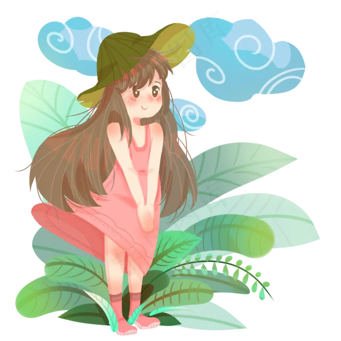 春分漂亮的小女孩,免抠元素(3000X3000(DPI:299))psd模版下载