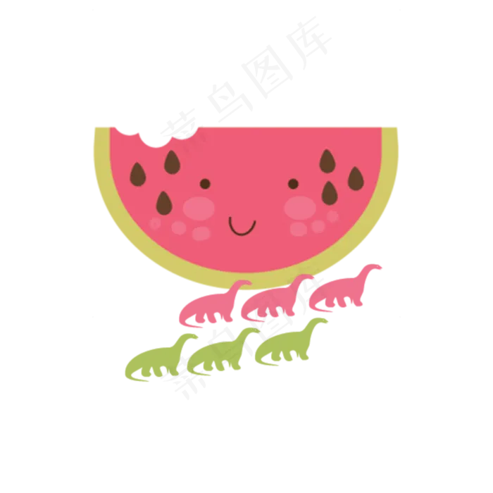 手绘清新西瓜恐龙装饰(2000X2000(DPI:300))psd模版下载