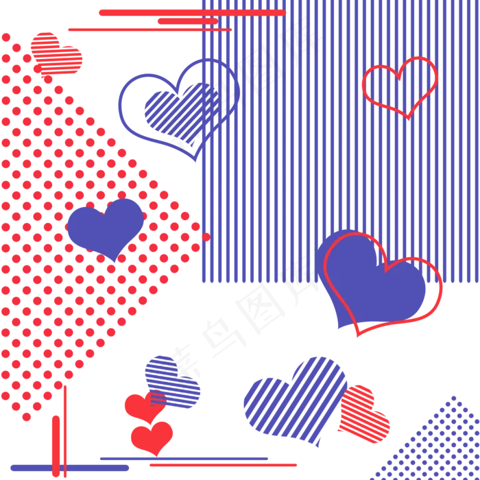 母亲节孟菲斯电商爱心装饰(2000X2000(DPI:300))psd模版下载