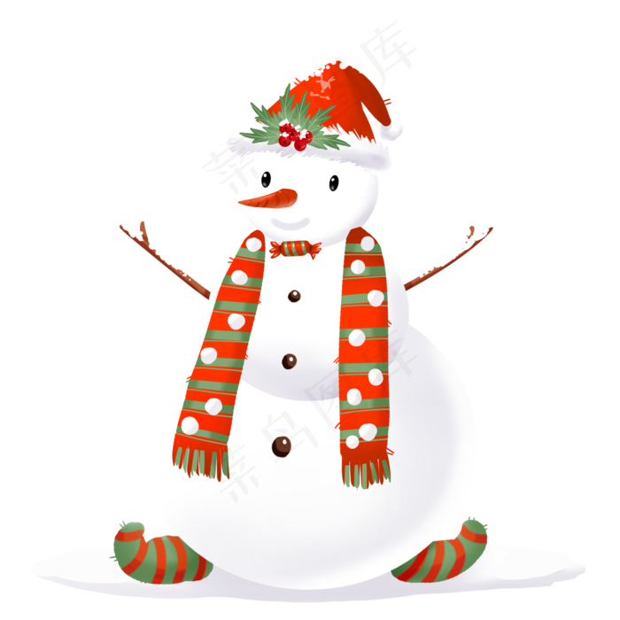 圣诞节圣诞帽雪人,免抠元素