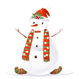 圣诞节圣诞帽雪人,免抠元素