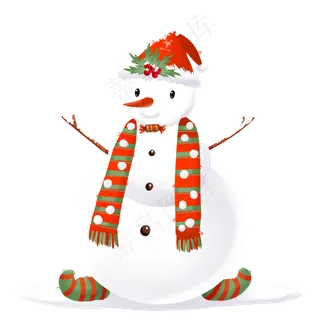圣诞节圣诞帽雪人,免抠元素