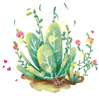 夏日树丛装饰画,免抠元素