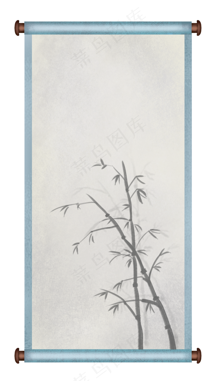 古风水墨画卷轴画布(2480X4348(DPI:300))psd模版下载