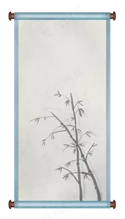 古风水墨画卷轴画布