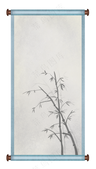 古风水墨画卷轴画布