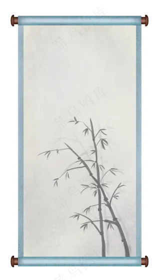 古风水墨画卷轴画布