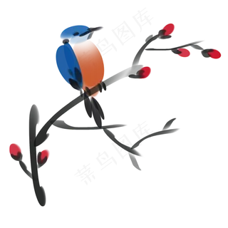 水墨风格花鸟,免抠元素