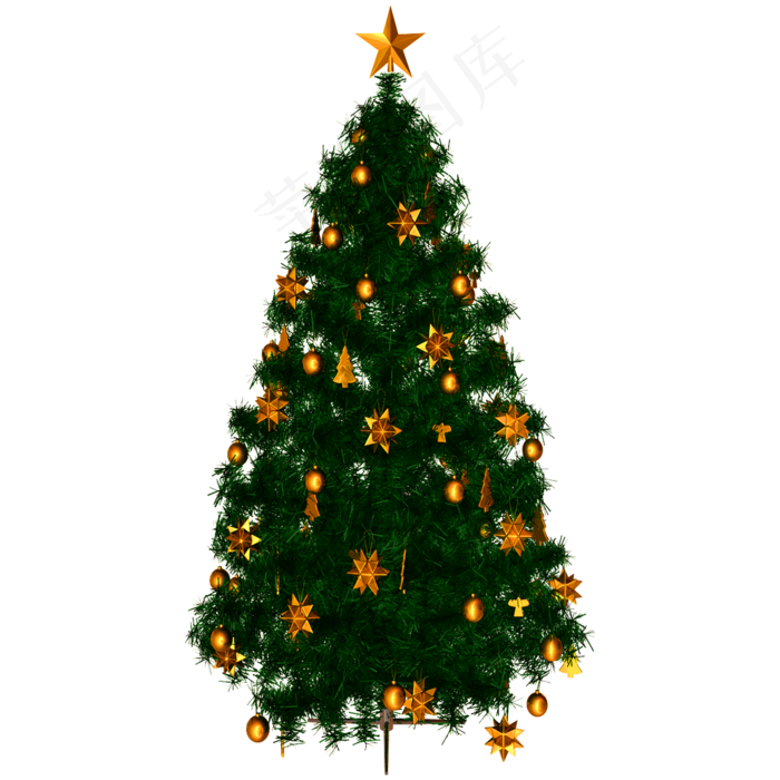 圣诞节圣诞树精致金色铃铛立体C4D,免抠元素