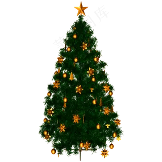 圣诞节圣诞树精致金色铃铛立体C4D,免抠元素