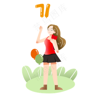 七一建党节庆祝气球女孩素材