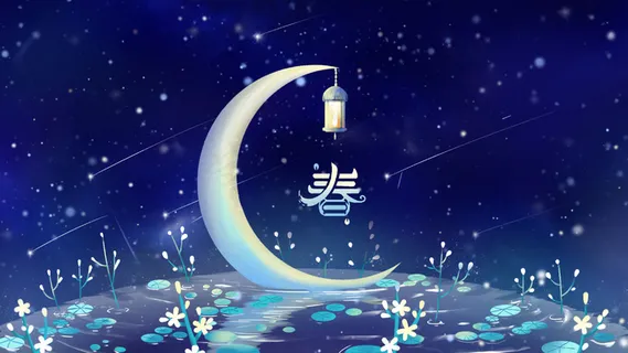 蓝色唯美卡通小清新创意春季夜初夏月夜配图 蓝色唯美卡通小清新创意春季夜初夏月夜配图