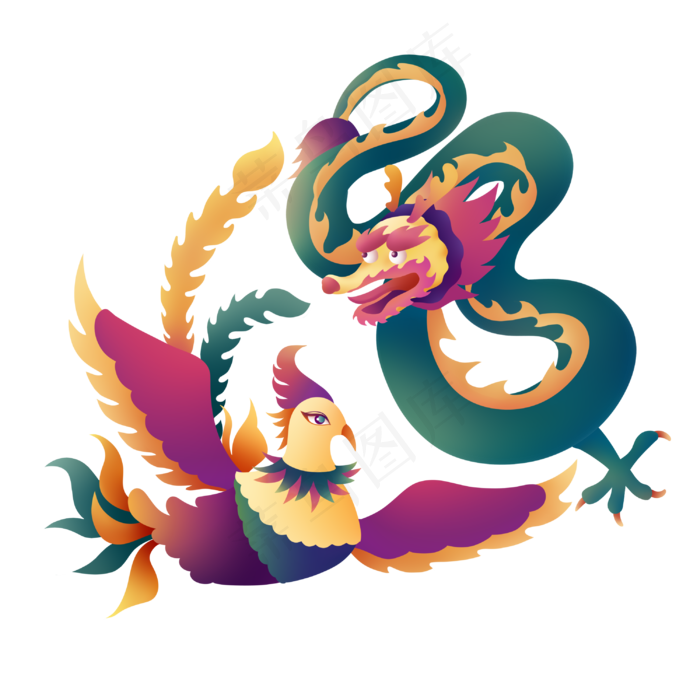 创意国潮龙凤图腾