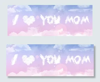 母亲节粉色天空云朵字