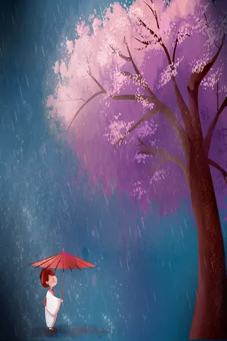 春分谷雨樱花撑伞日本和服女子