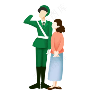 卡通母亲看望列兵元素