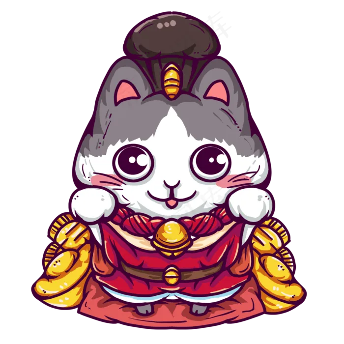 穿着官服的招财小猫(2000X2000(DPI:300))psd模版下载