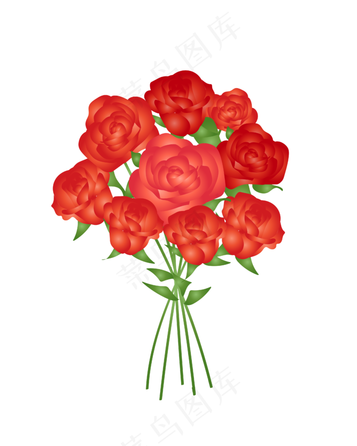 矢量红色玫瑰花png免抠