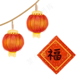 春节装饰的卡通灯笼,免抠元素