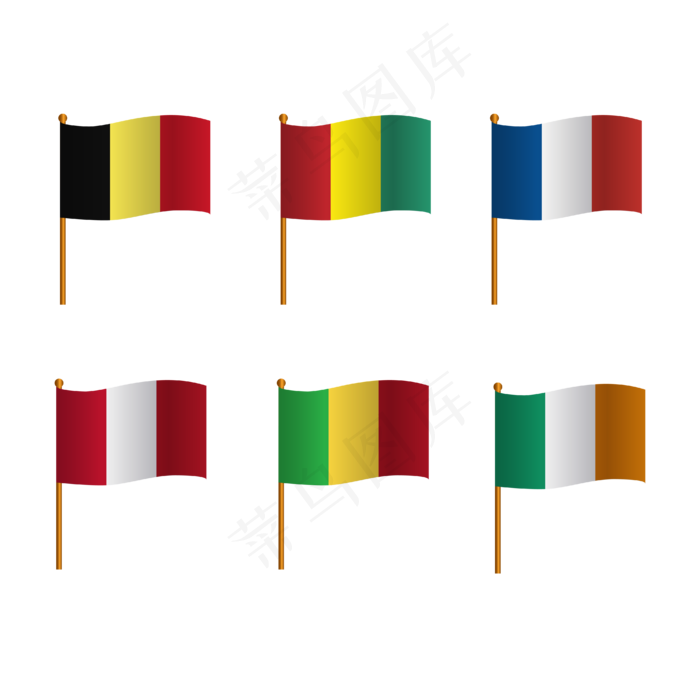矢量卡通彩色国旗(4167*4167px 300 dpi )ai矢量模版下载
