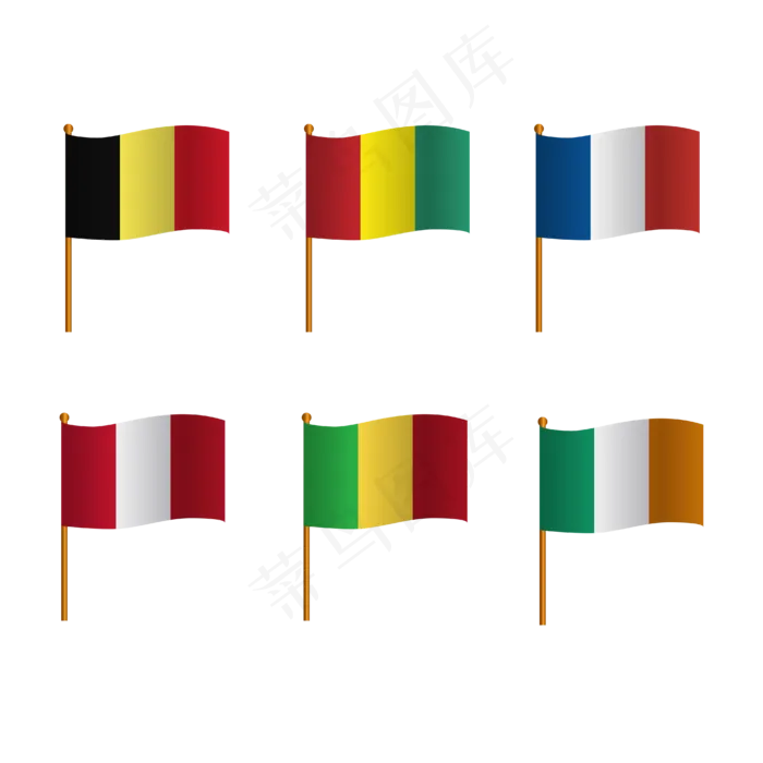 矢量卡通彩色国旗(4167*4167px 300 dpi )ai矢量模版下载