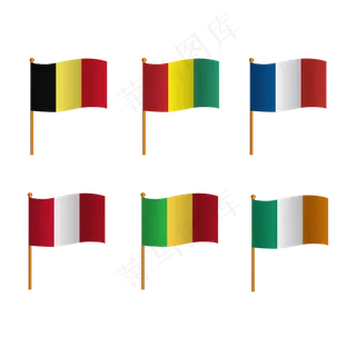 矢量卡通彩色国旗