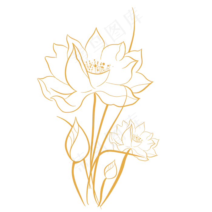 金色花金边荷花中国风(3827X5676(DPI:299))ai矢量模版下载